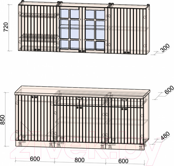 Изображение товара Кухонный гарнитур Интерлиния Берес 2.0А (дуб английский/бискайская сосна)