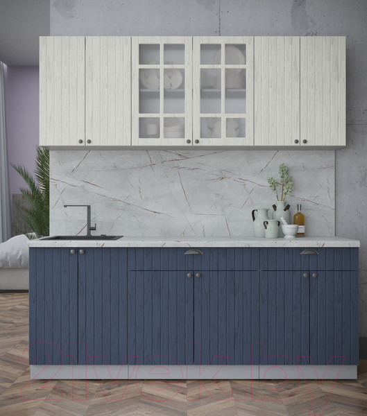 Изображение товара Кухонный гарнитур Интерлиния Берес 2.0А (дуб снежный/дуб королевский/серый каспий)