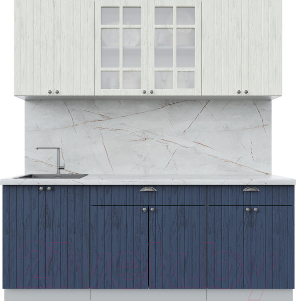 Изображение товара Кухонный гарнитур Интерлиния Берес 2.0А (дуб снежный/дуб королевский/серый каспий)