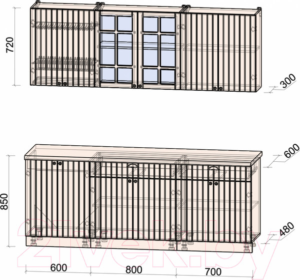 Изображение товара Кухонный гарнитур Интерлиния Берес 2.1А (дуб английский/бискайская сосна)