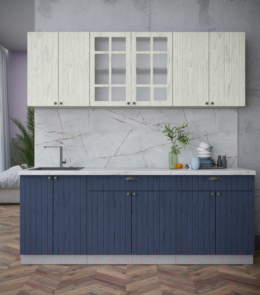 Изображение товара Кухонный гарнитур Интерлиния Берес 2.1А (дуб снежный/дуб королевский/серый каспий)