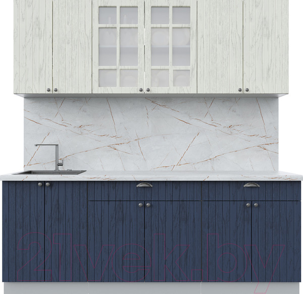 Изображение товара Кухонный гарнитур Интерлиния Берес 2.1А (дуб снежный/дуб королевский/серый каспий)