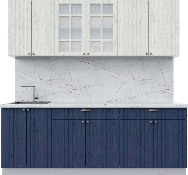 Изображение товара Кухонный гарнитур Интерлиния Берес 2.2А (дуб снежный/дуб королевский/серый каспий)