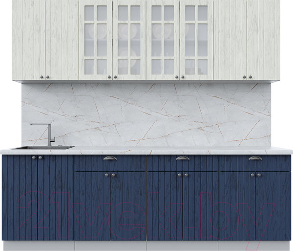 Изображение товара Кухонный гарнитур Интерлиния Берес 2.4А (дуб снежный/дуб королевский/серый каспий)