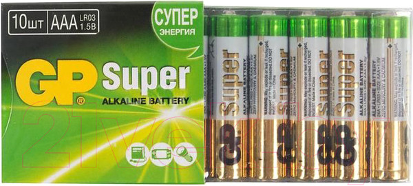 Изображение товара Комплект батареек GP Batteries Super Alkaline ААА / GP 24A-2CRB10 (10шт)