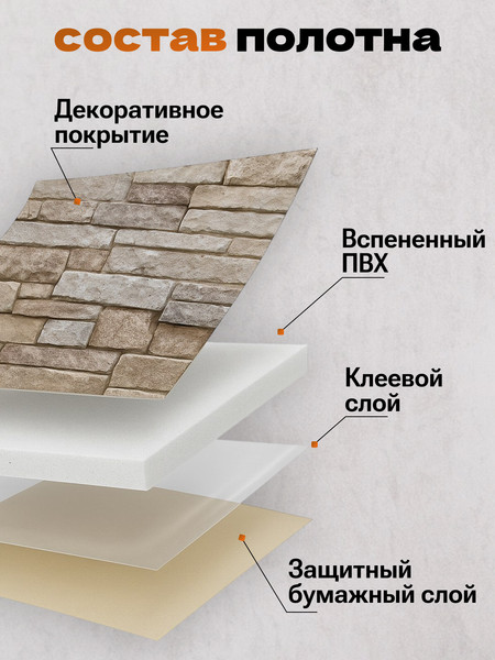 Изображение товара Панель ПВХ Lako Decor Самоклеящаяся 70x600(6мм) / LKD-16-05-111 (каменная кладка)
