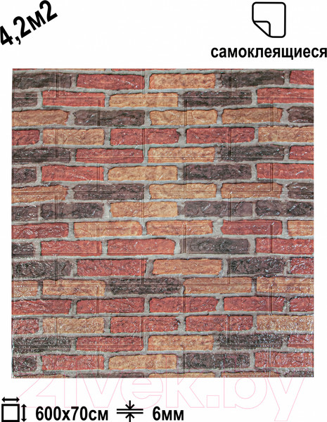 Изображение товара Панель ПВХ Lako Decor Самоклеящаяся 70x600(6мм) / LKD-16-05-109 (каменная кладка)