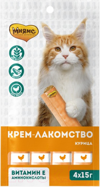 Изображение товара Лакомство для кошек Мнямс Крем-лакомство с курицей / 703836 (4x15г)