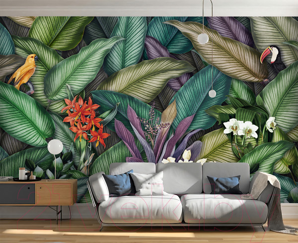 Изображение товара Фотообои листовые Vimala Тропики и птицы (270x400)