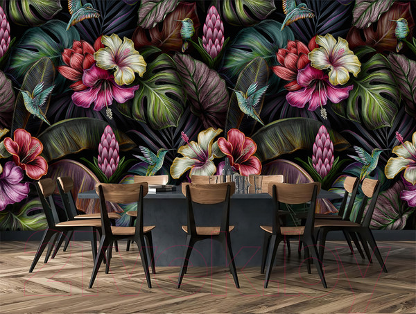 Изображение товара Фотообои листовые Vimala Тропические колибри (270x500)