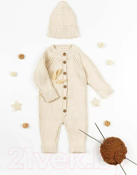 Изображение товара Комбинезон для малышей Amarobaby Pure Love Tot / AB-OD22-PLT5/33-74 (молочный, р. 74)