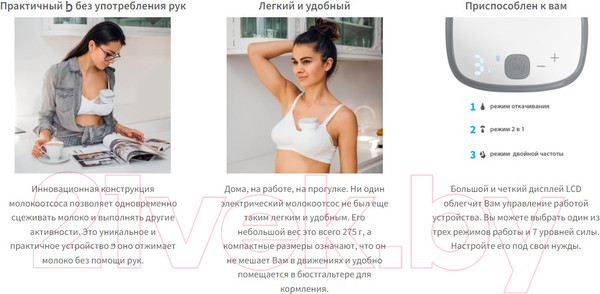 Изображение товара Молокоотсос электрический BabyOno Shelly Беспроводной / 1000