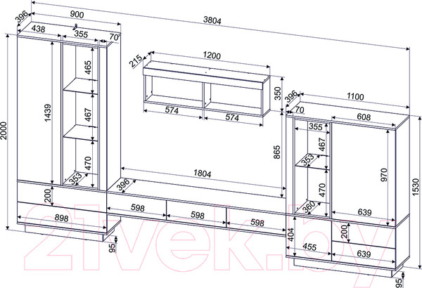 Изображение товара Горка Интерлиния Quartz-7 с подсветкой (дуб нокс/черный)
