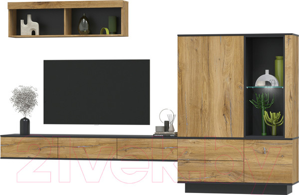 Изображение товара Горка Интерлиния Quartz-12 с подсветкой (дуб нокс/черный)