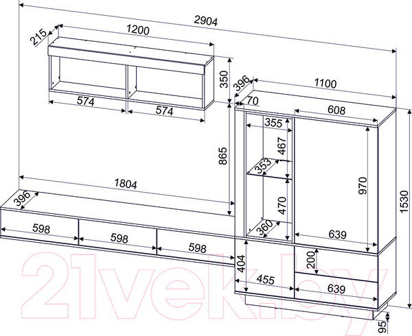 Изображение товара Горка Интерлиния Quartz-12 с подсветкой (дуб нокс/черный)