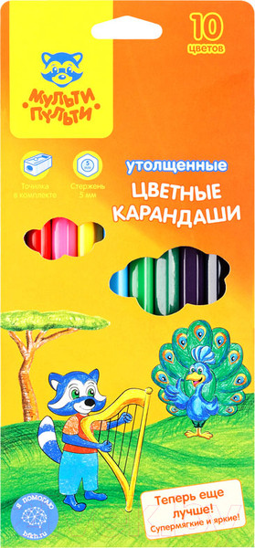 Изображение товара Набор цветных карандашей Мульти-пульти Енот в саванне / CP_11498 (10цв)