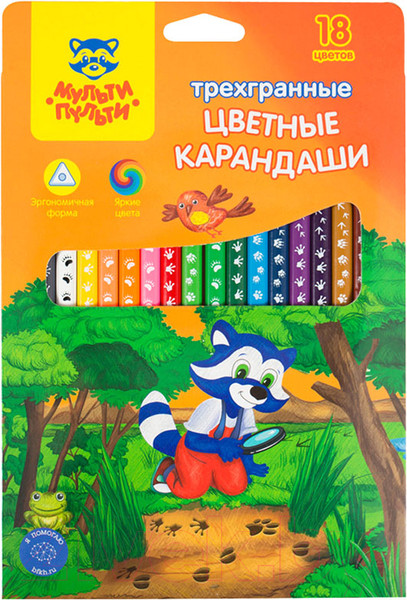 Изображение товара Набор цветных карандашей Мульти-пульти Енот-следопыт / CP_20539 (18цв)
