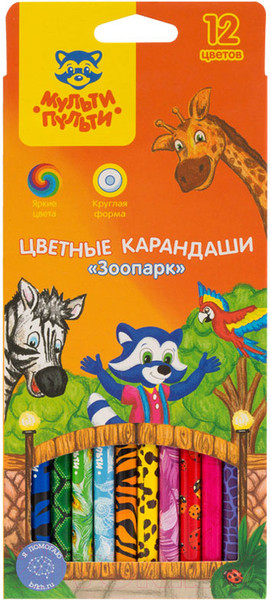 Изображение товара Набор цветных карандашей Мульти-пульти Зоопарк / CP_19277 (12цв)