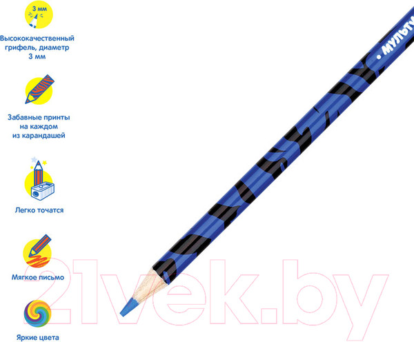 Изображение товара Набор цветных карандашей Мульти-пульти Зоопарк / CP_19277 (12цв)