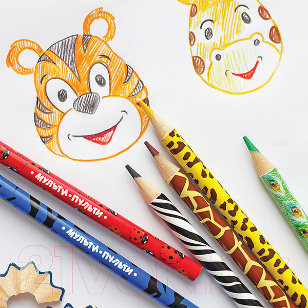 Изображение товара Набор цветных карандашей Мульти-пульти Зоопарк / CP_19277 (12цв)