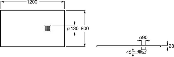 Изображение товара Душевой поддон Roca Terran 120x80 / AP1014B032001400 (с сифоном, черный)