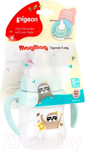 Изображение товара Поильник Pigeon MagMag Ленивец с мягким носиком 5+ / 79239