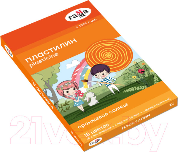 Изображение товара Пластилин ГАММА Оранжевое солнце / 111120201 (18цв, со стеком)