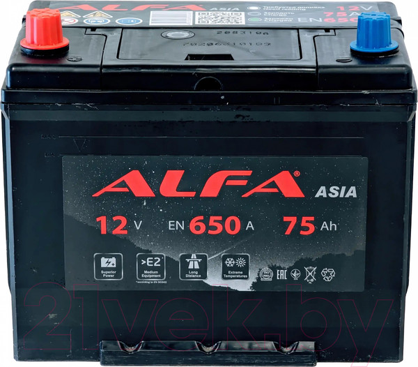 Изображение товара Автомобильный аккумулятор ALFA battery Asia JL 650A (75 А/ч)