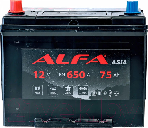 Изображение товара Автомобильный аккумулятор ALFA battery Asia JL 650A (75 А/ч)