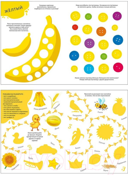 Изображение товара Развивающая книга Робинс Изучаем цвета, слова, цифры с наклейками и заданиями