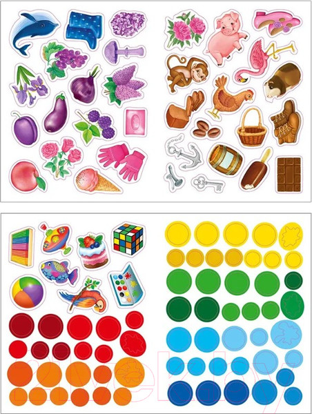 Изображение товара Развивающая книга Робинс Изучаем цвета, слова, цифры с наклейками и заданиями