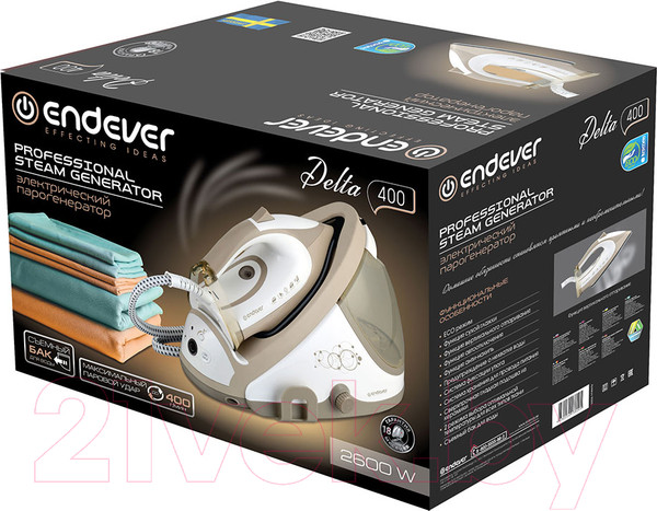 Изображение товара Утюг с парогенератором Endever Delta-400 (белый/бежевый)