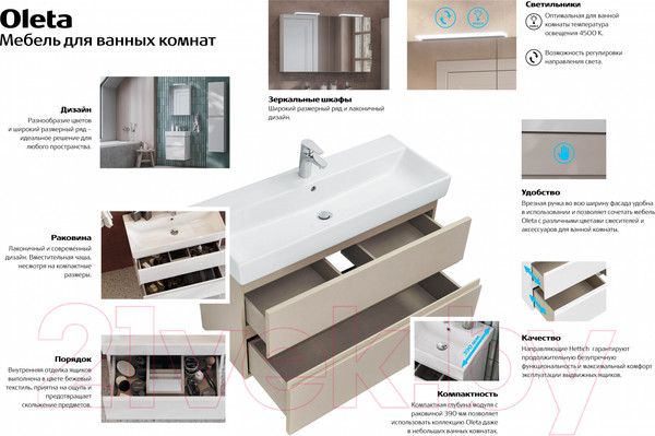 Изображение товара Тумба под умывальник Roca Oleta 50 / A857638806 (белый глянец)