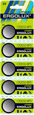 Изображение товара Комплект батареек Ergolux CR2032 BL-5 / 12051 (5шт)
