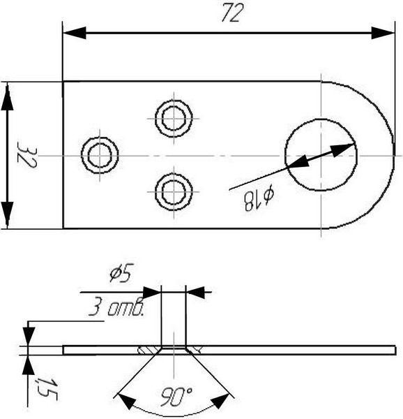 Изображение товара Проушина для замка Секрет Киров 70x33 (2мм) Прямая для навесных замков d18мм
