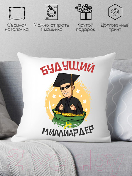 Изображение товара Подушка декоративная Print Style Будущий миллиардер / 40x40plat185