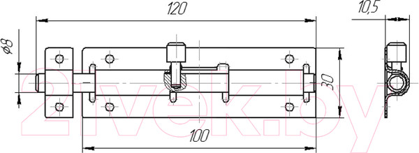 Изображение товара Щеколда Секрет Киров ЗД-07 (антик бронза)