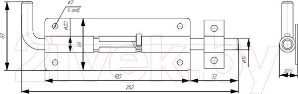 Изображение товара Щеколда Секрет Киров ЗД-10 (180мм, антик медь)