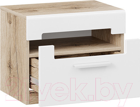Изображение товара Прикроватная тумба ТриЯ Фьюжн ТД-260.03.01 (белый глянец/дуб делано)