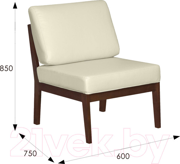 Изображение товара Кресло мягкое Мебелик Массив (экокожа крем/орех)