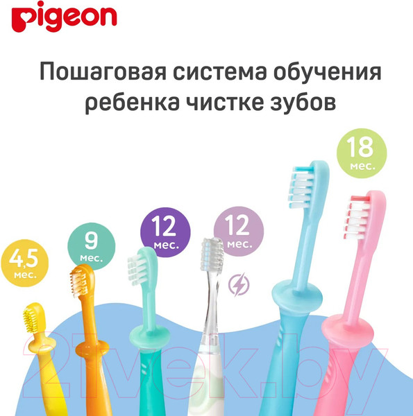 Изображение товара Набор зубных щеток Pigeon Training Toothbrush Set Step 4 18+ / 1021095 (2шт, розовый)
