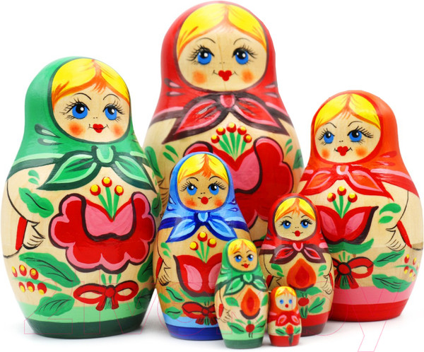 Изображение товара Матрешка сувенирная Брестская Фабрика Сувениров Набор первых традиционных русских матрешек / 7018