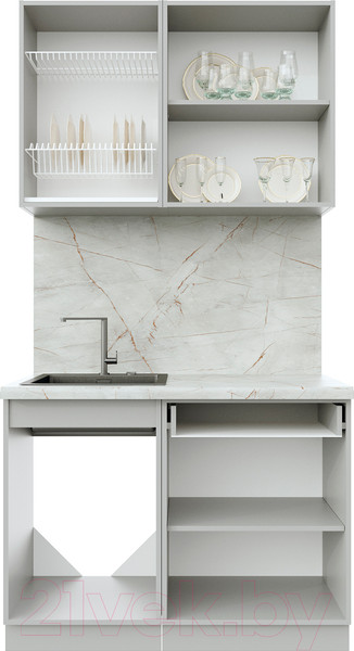 Изображение товара Кухонный гарнитур Интерлиния Берес 1.1А (дуб лазурный/дуб лазурный/дуб бунратти)