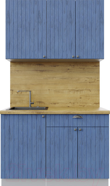 Изображение товара Кухонный гарнитур Интерлиния Берес 1.2А (дуб лазурный/дуб лазурный/дуб бунратти)