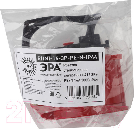 Изображение товара Розетка силовая ЭРА 415 3Р+РЕ+N 16А 380В IP44 / Б0032869