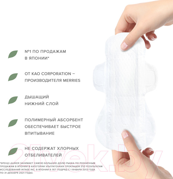 Изображение товара Прокладки гигиенические Laurier Super Slim Guard Ночные ультратонкие с крылышками 30см (15шт)