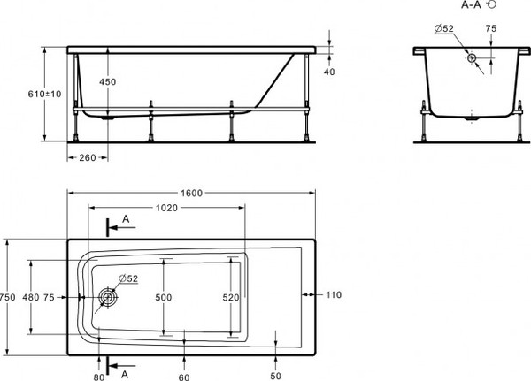 Изображение товара Ванна акриловая Roca Elba 160x75 / 7248619000