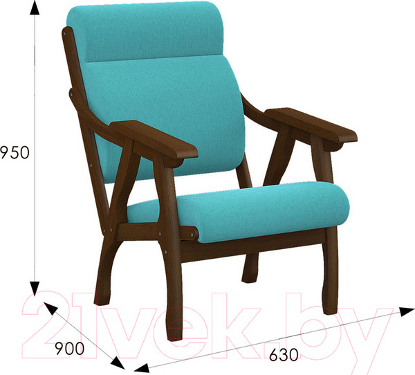 Изображение товара Кресло мягкое Мебелик Вега 10 (бирюза/орех)