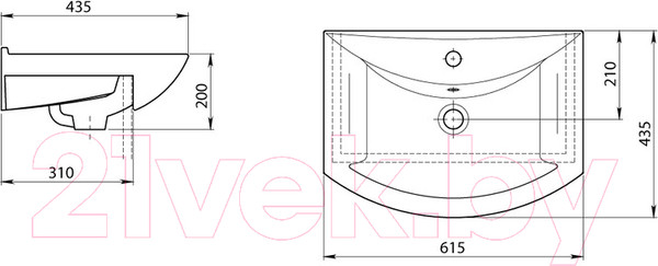 Изображение товара Тумба с умывальником СанитаМебель Камелия-64.12 Д3 + Грация