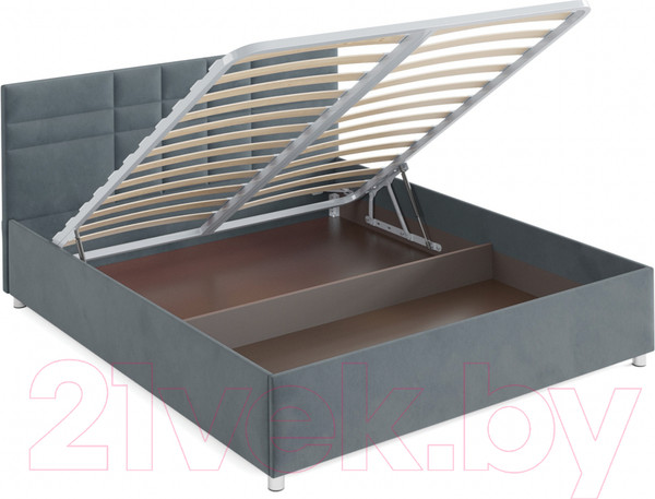 Изображение товара Двуспальная кровать Mebel-Ars Нью-Йорк 160 (велюр серо-синий/НВ-178/26)